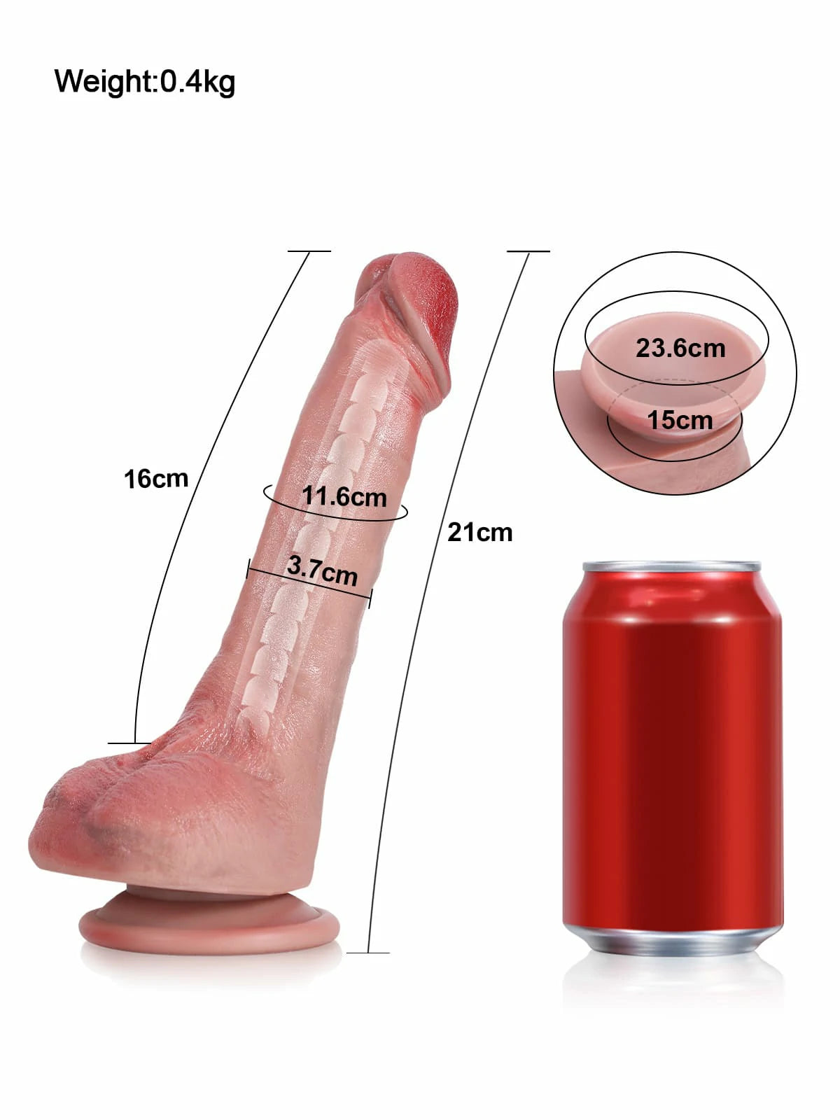 20 cm Realistisk Mjuk & Flexibel Dildo i Silikon med Keel-Design