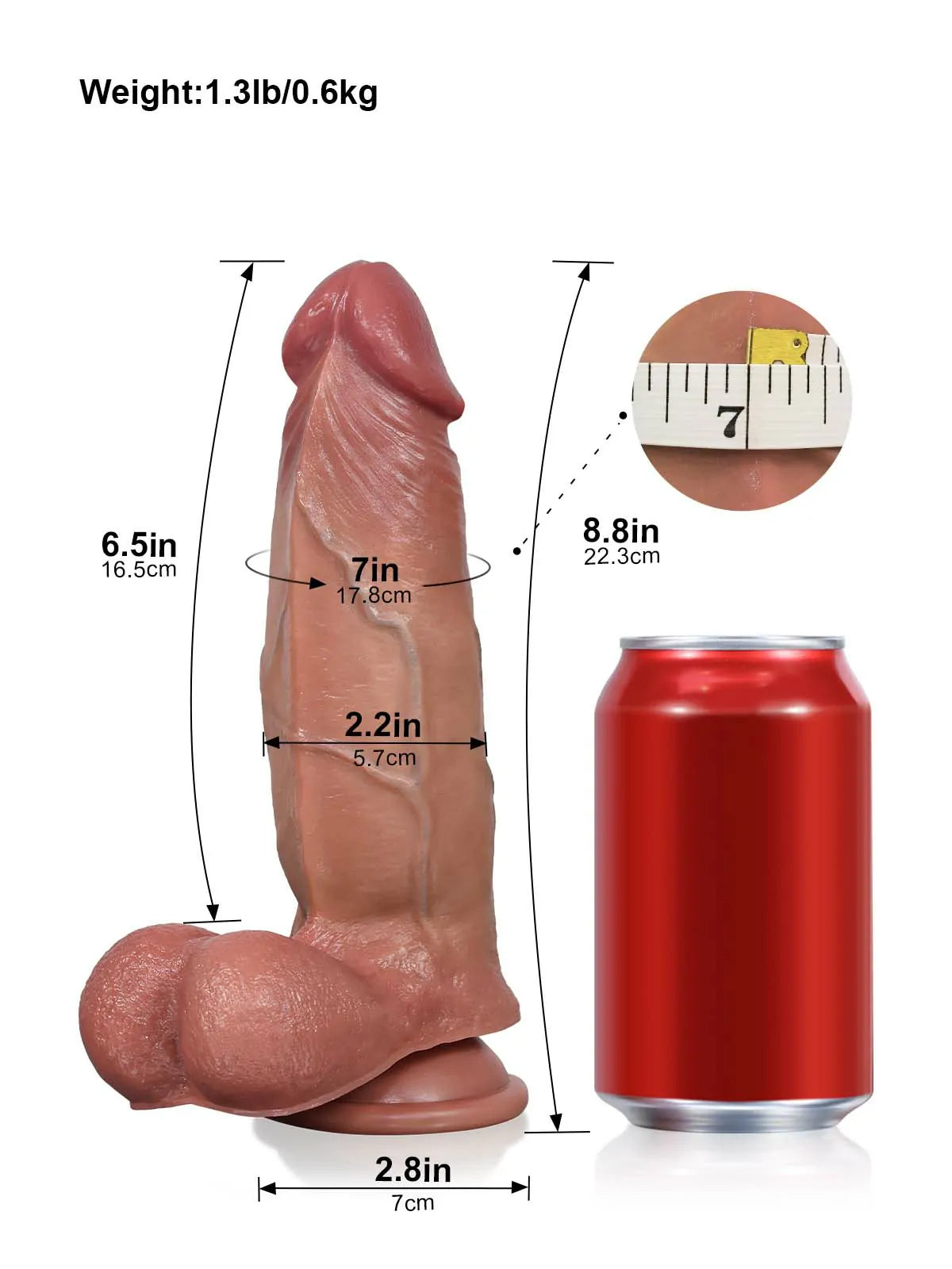 22,3 cm Realistisk Mjuk Dildo med Glidande Hud & Sugpropp