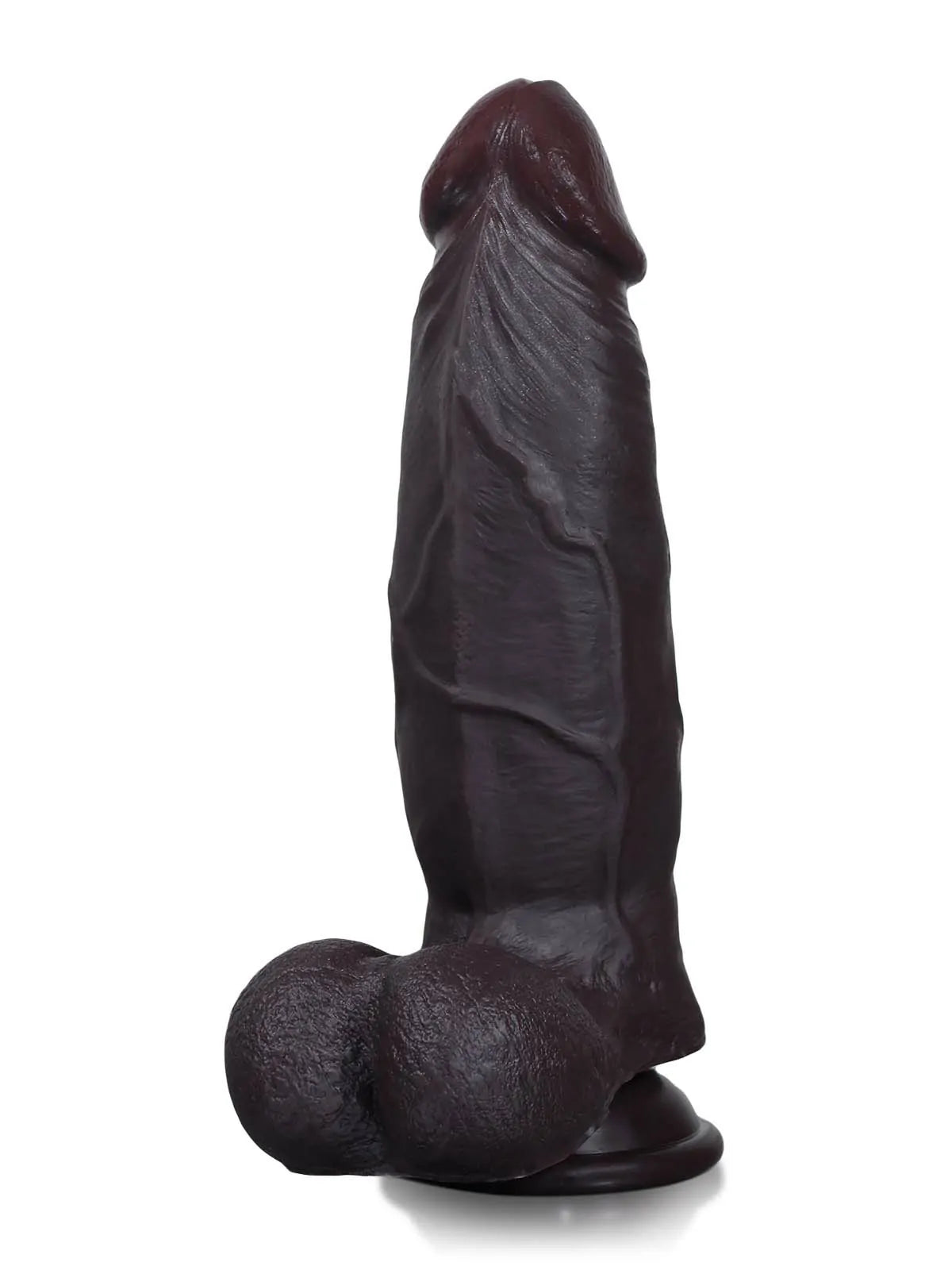 22,3 cm Realistisk Mjuk Svart Dildo med Glidande Hud & Sugpropp
