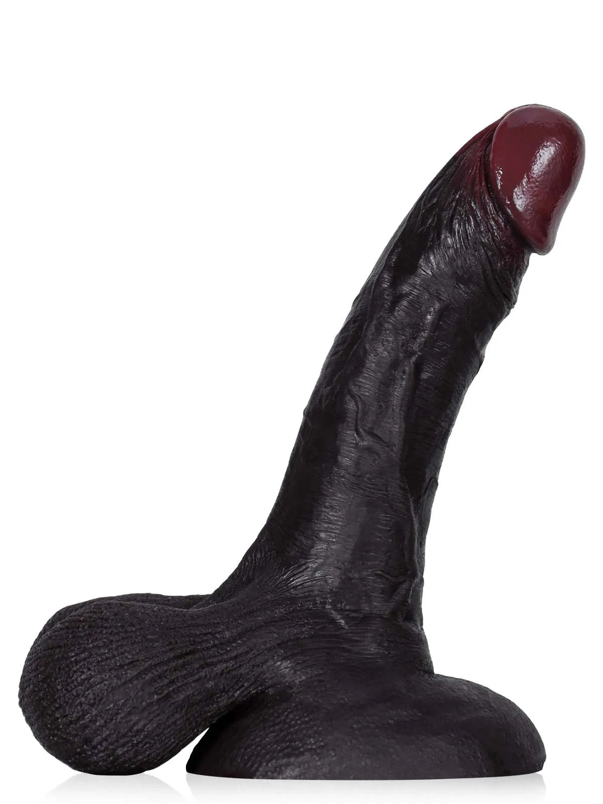 22 cm Realistisk Svart Dildo med Detaljerad Textur och Rörliga Testiklar