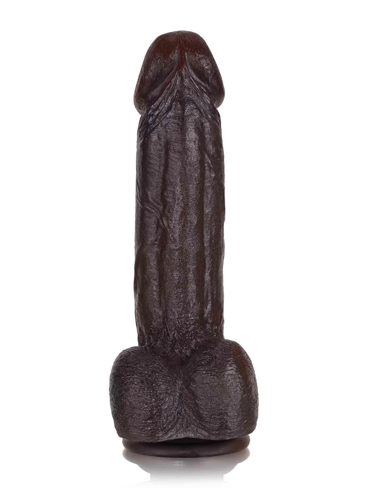21,5 cm realistisk G-punktsdildo i svart, böjbar metallkärna & sugpropp