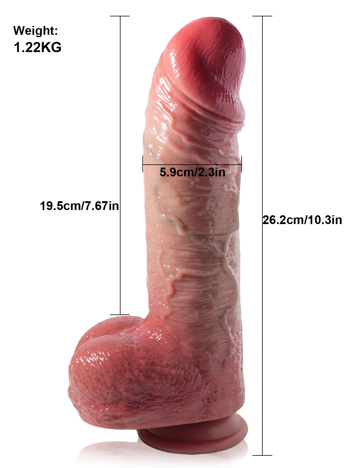26 cm Tjock Vibrerande Thrusting Dildo med 7 Thrustlägen & 3 Vibrationslägen