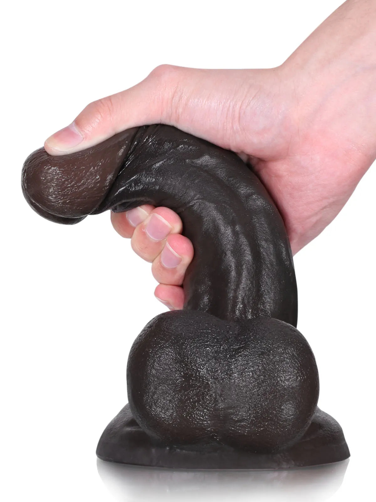 20 cm Realistisk Svart Dildo med Stark Sugpropp och Flexibla Testiklar