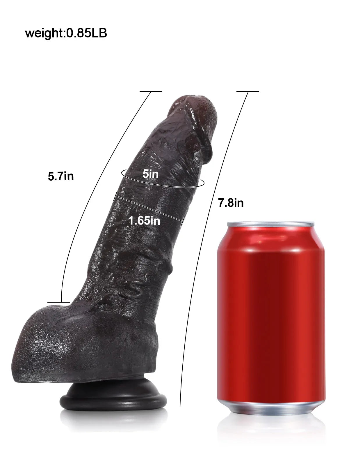 18,5 cm Realistisk Svart Dildo med Sugpropp – Mjuk och Perfekt för Nybörjare