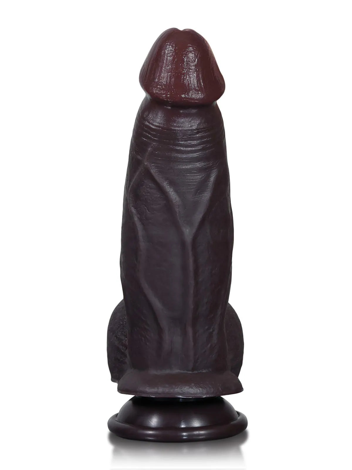 20,3 cm Naturtrogen Realistisk Svart Dildo med Glidande Hud & Sugpropp
