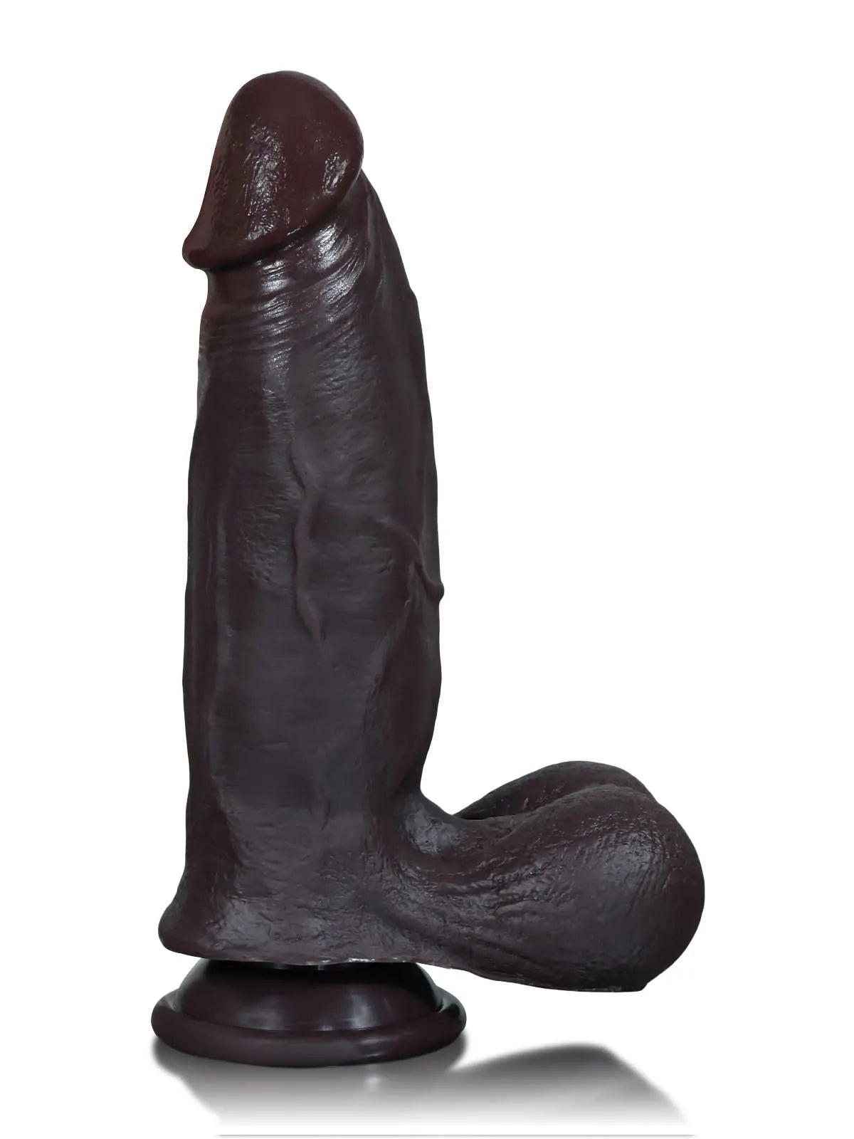 22,3 cm Realistisk Mjuk Svart Dildo med Glidande Hud & Sugpropp