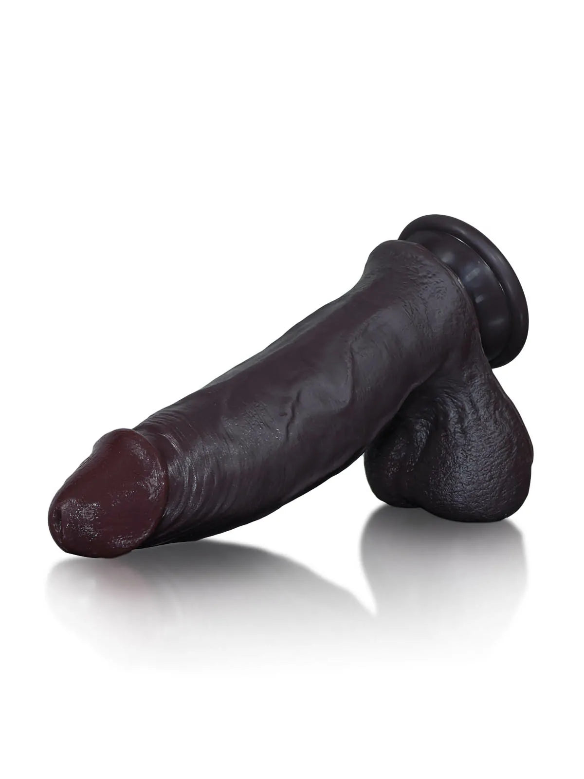 22,3 cm Realistisk Mjuk Svart Dildo med Glidande Hud & Sugpropp