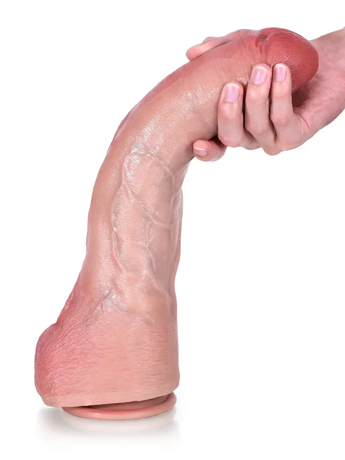 30,8 cm Böjbar Stor Anal Dildo i Hudton med Metallkärna