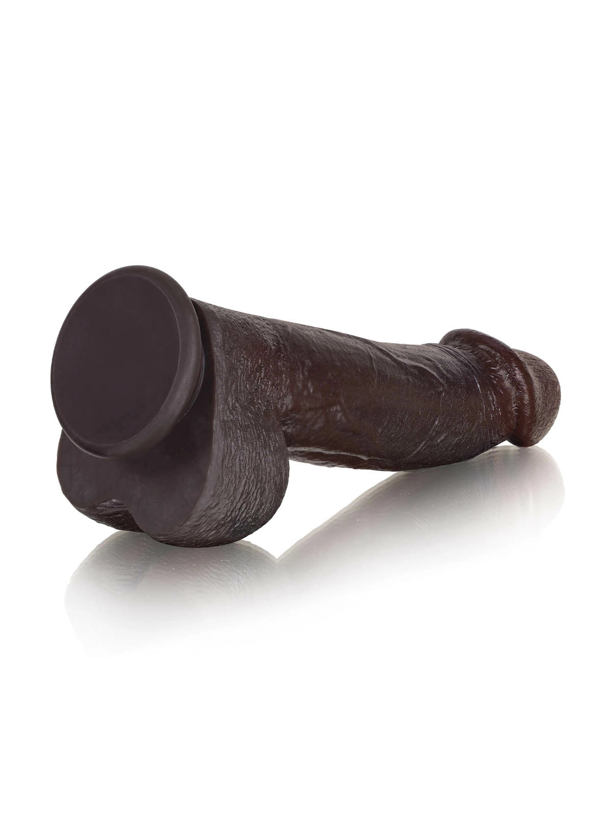 21,5 cm realistisk G-punktsdildo i svart, böjbar metallkärna & sugpropp