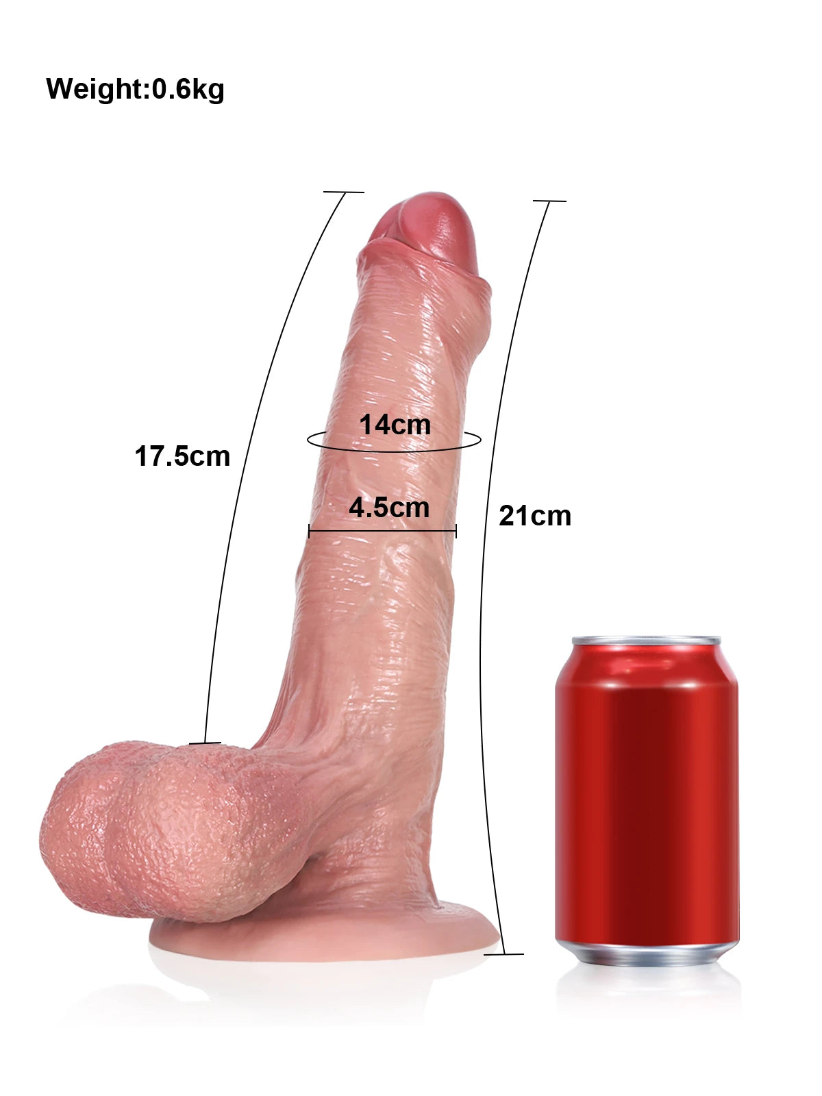 21 cm Realistisk Oskuren Dildo i Flexibelt Silikon med Lösa Testiklar