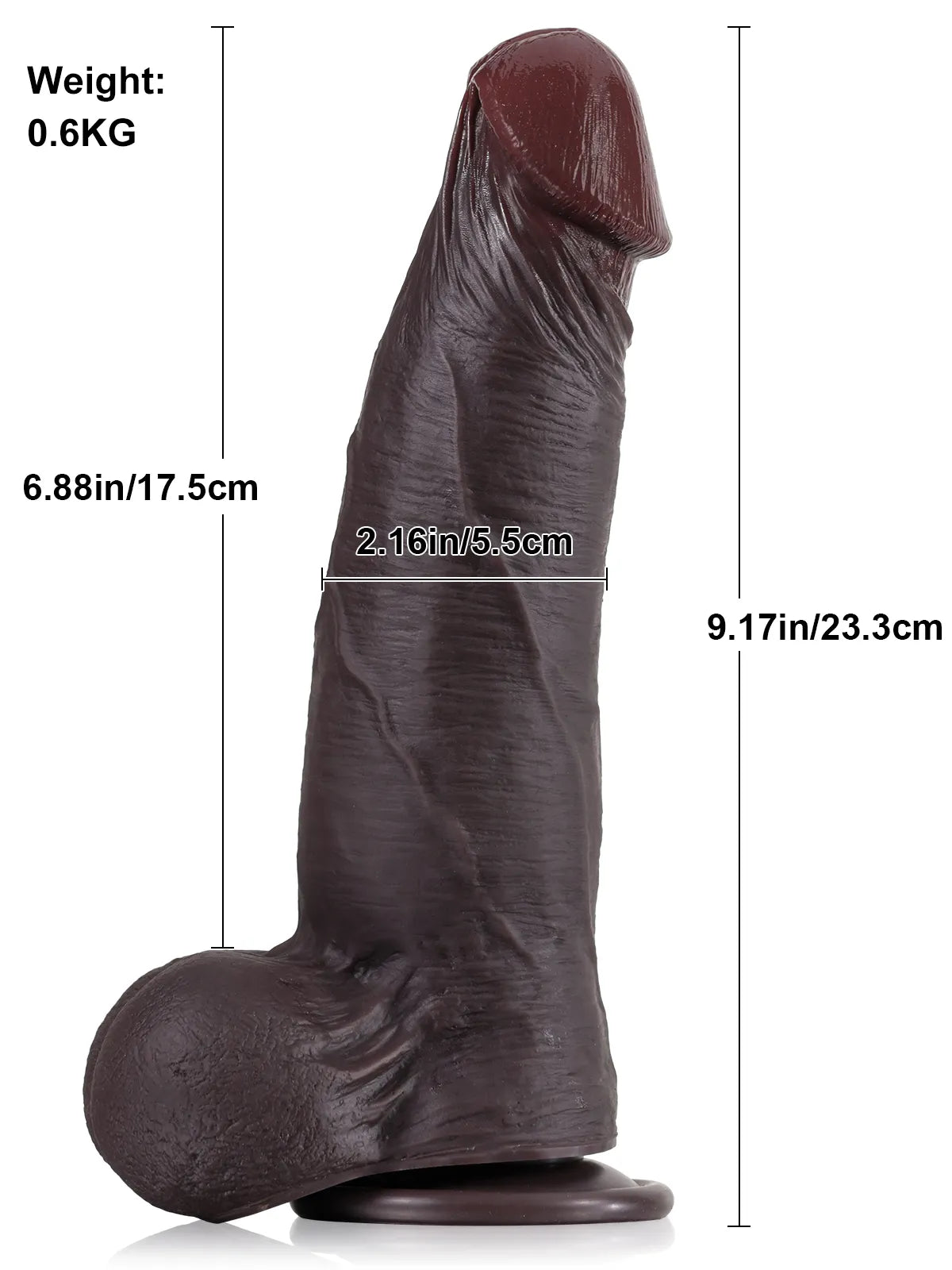 23,3 cm Brun Mjuk Sliding Skin Dildo med Rörliga Testiklar