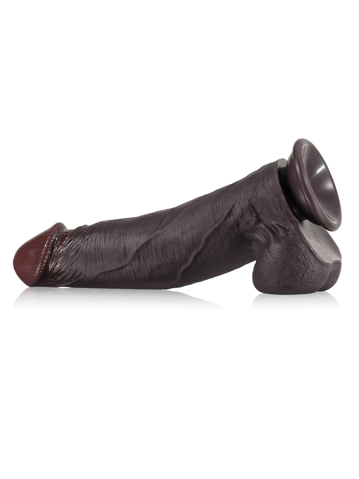 23,3 cm Svart Realistisk Dildo med Rörlig Hud och Rörliga Testiklar