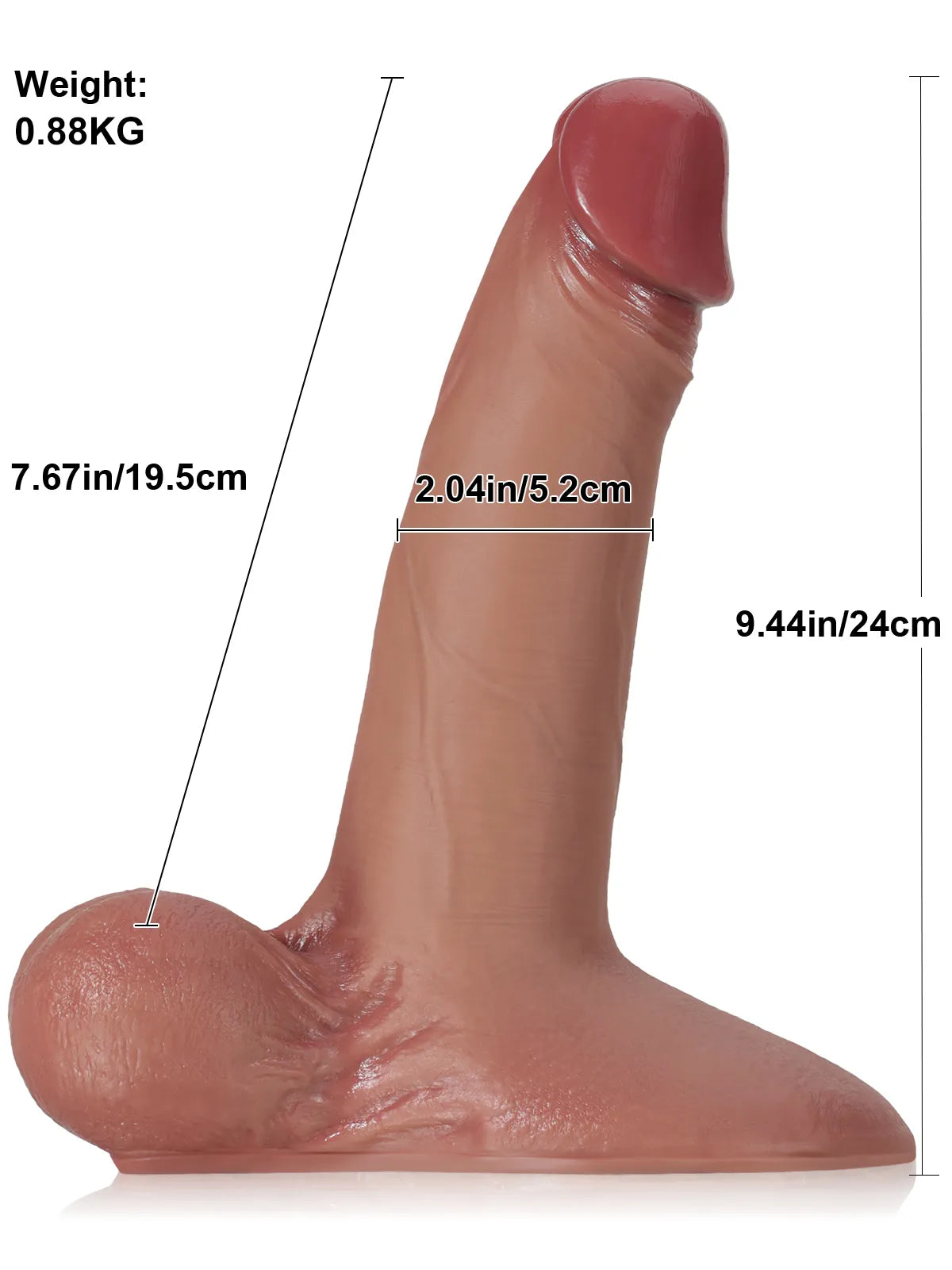 24 cm Sliding Skin Dildo med Rörliga Testiklar - Vac-U-Lock Kompatibel