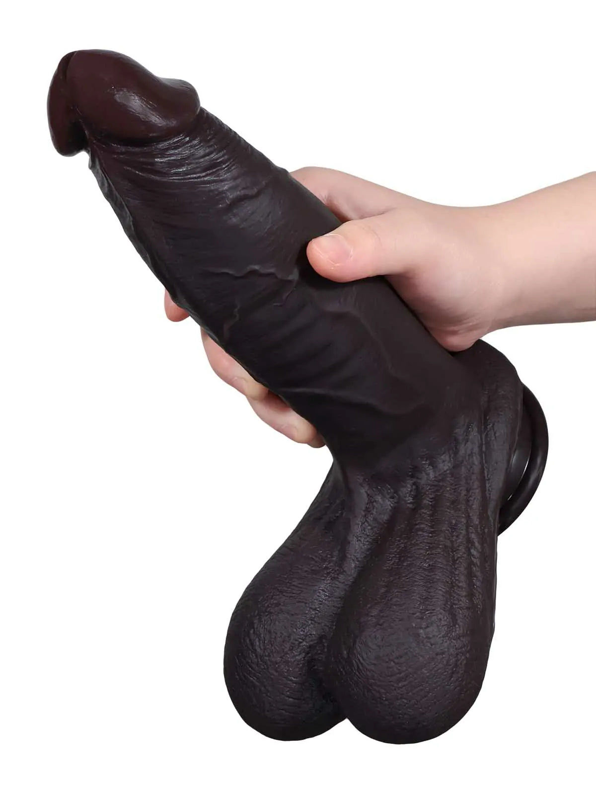 26,5 cm Stor Realistisk Svart Dildo med Glidande Hud & Sugpropp