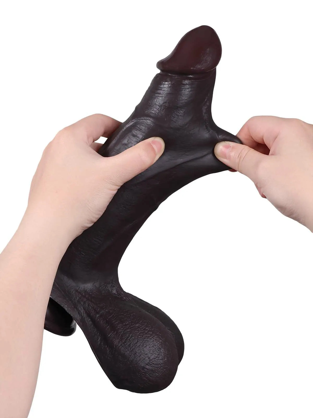 26,5 cm Stor Realistisk Svart Dildo med Glidande Hud & Sugpropp
