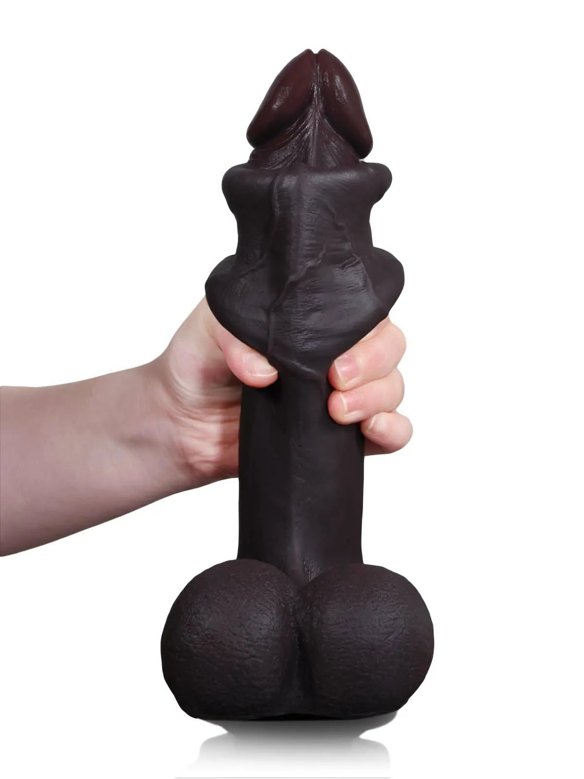 26,5 cm Stor Realistisk Svart Dildo med Glidande Hud & Sugpropp
