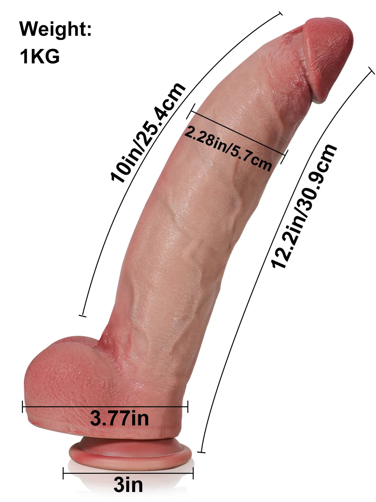 30,5 cm Stor Realistisk Mjuk Svart Dildo med Böjbar Metallkärna