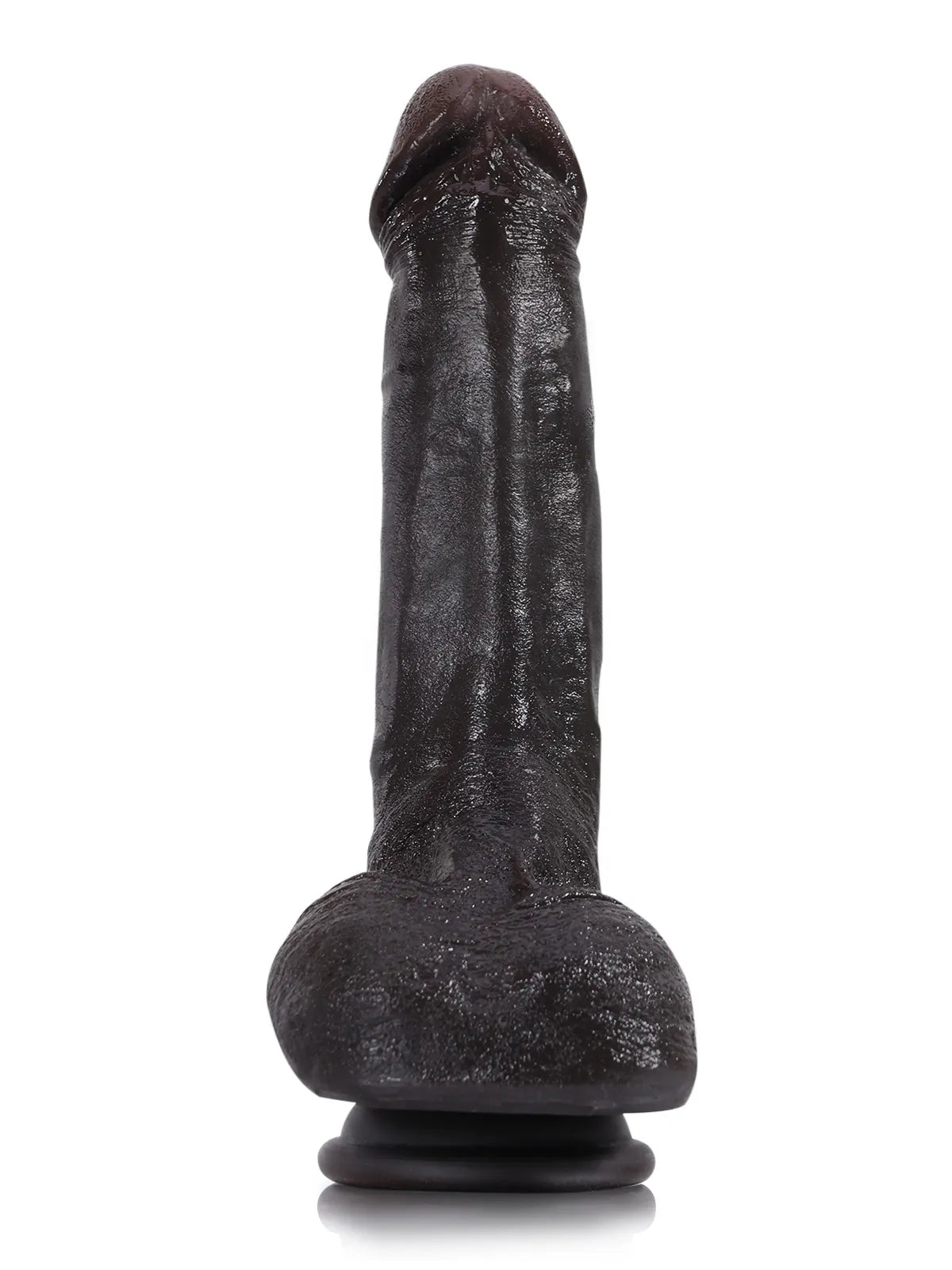 20 cm Realistisk Svart Mjuk & Flexibel Dildo i Silikon med Keel-Design