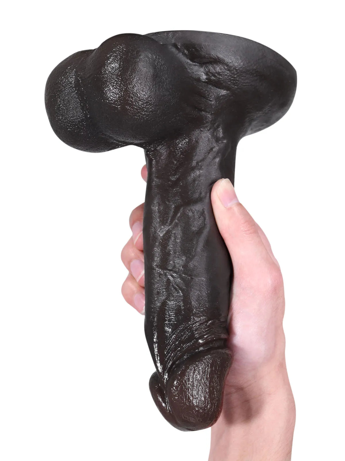 20 cm Realistisk Svart Dildo med Stark Sugpropp och Flexibla Testiklar