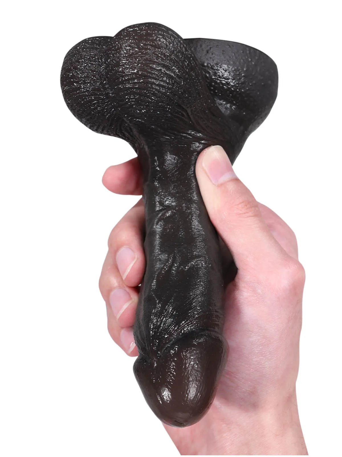 15,8 cm Liten Mjuk Realistisk Svart Dildo med Rörliga Testiklar
