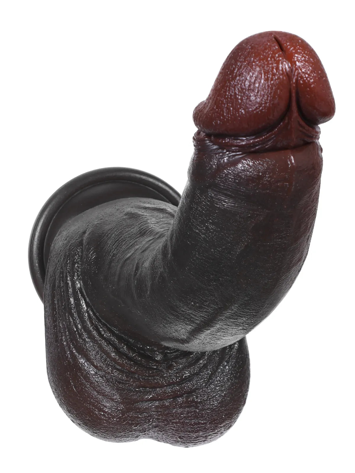 24 cm realistisk dildo i svart med rak form och tydliga ådror