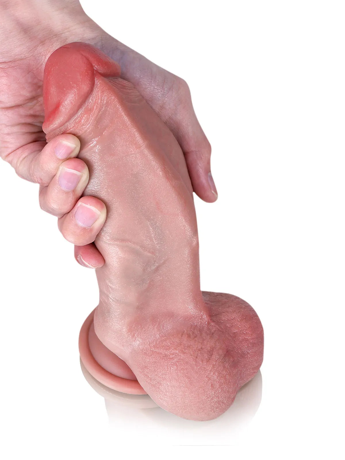 22,5/25,5 cm Tjock Realistisk Mjuk Dildo i Hudton med Markerad Ås