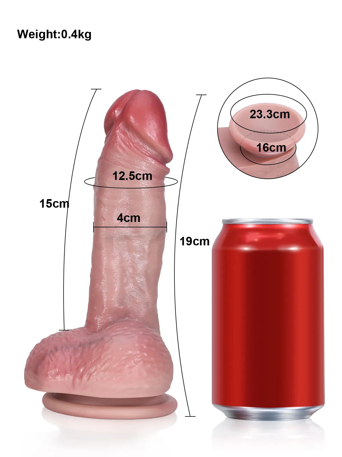 19 cm Realistisk Dildo med Upphöjd Ås och Testiklar - Perfekt för Nybörjare