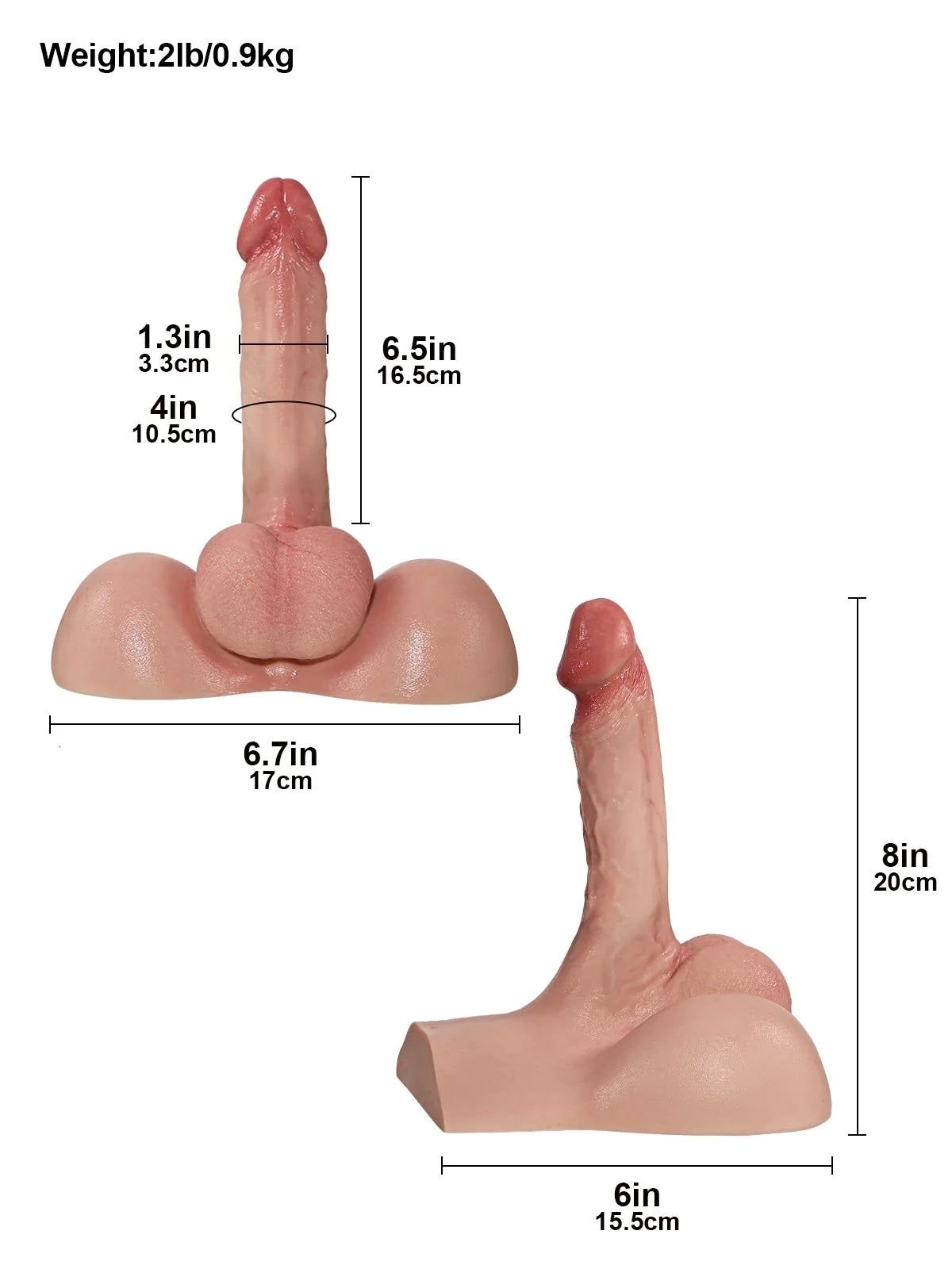 Silas - Kompakt Torso med Penis och Tunga Pungkulor - 0,9 kg
