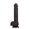 Stötande och vibrerande realistisk dildo i svart med sugpropp